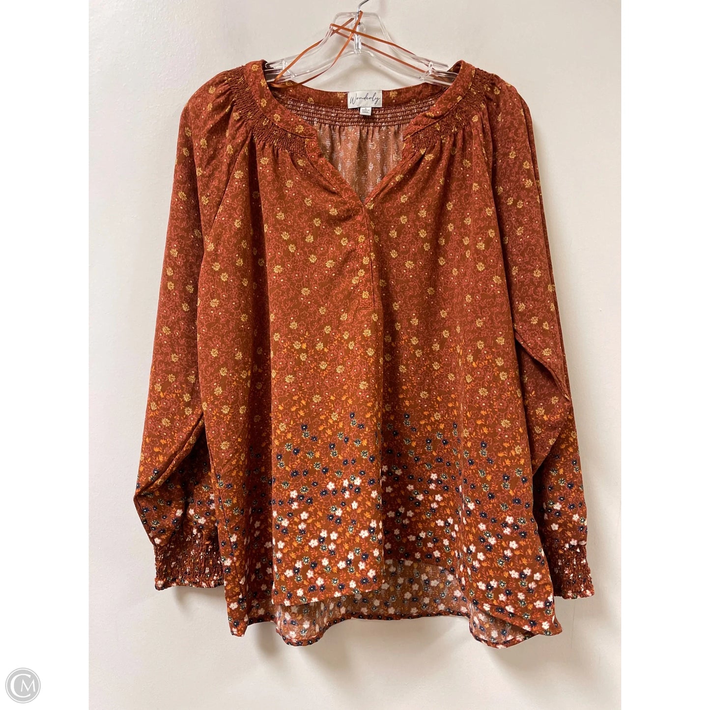 Top Long Sleeve By Wonderly In Orange, Size: S