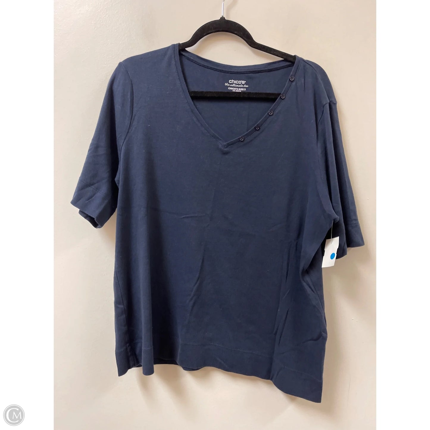Top Short Sleeve By Chicos In Navy, Size: Xl