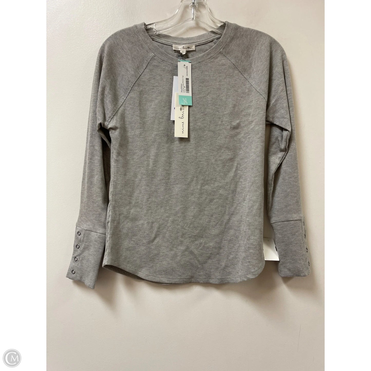 Top Long Sleeve By Nine Britton In Grey, Size: S