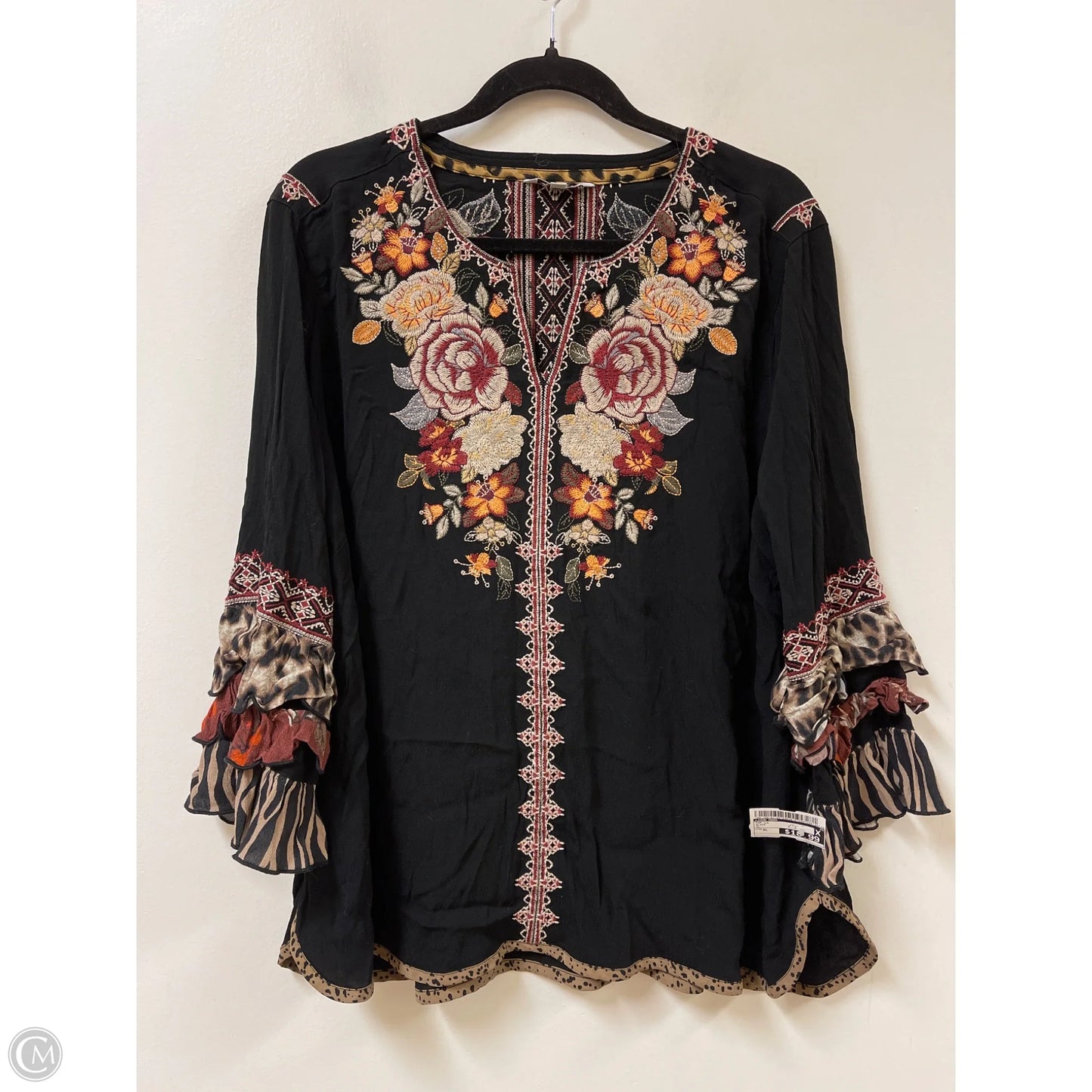 Top Long Sleeve By John Mark In Black, Size: Xl