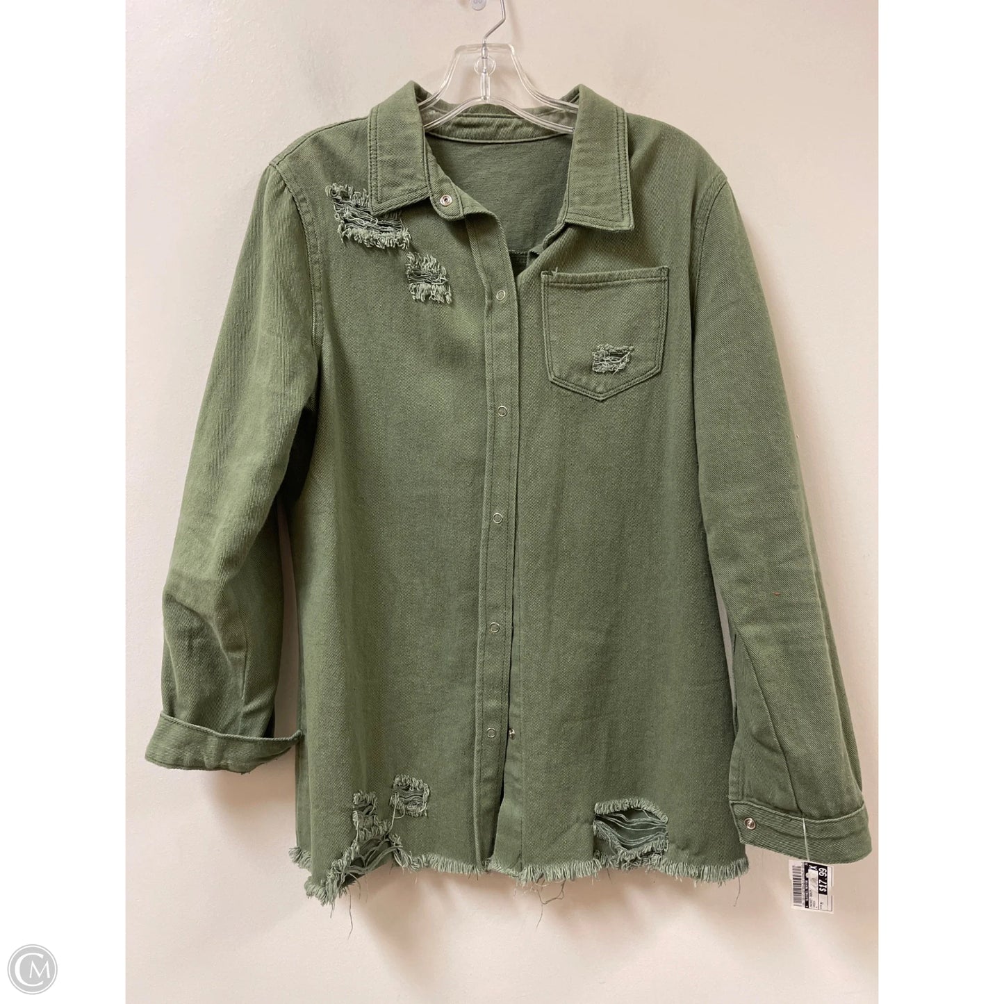 Jacket Denim By Clothes Mentor In Green, Size: M