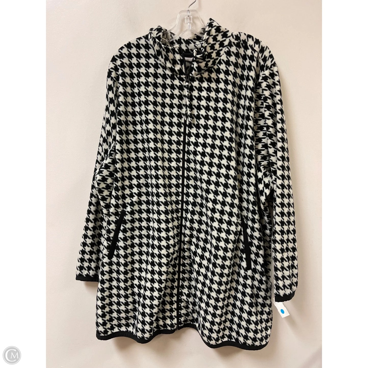 Jacket Fleece By Woman Within In Black & White, Size: 3x