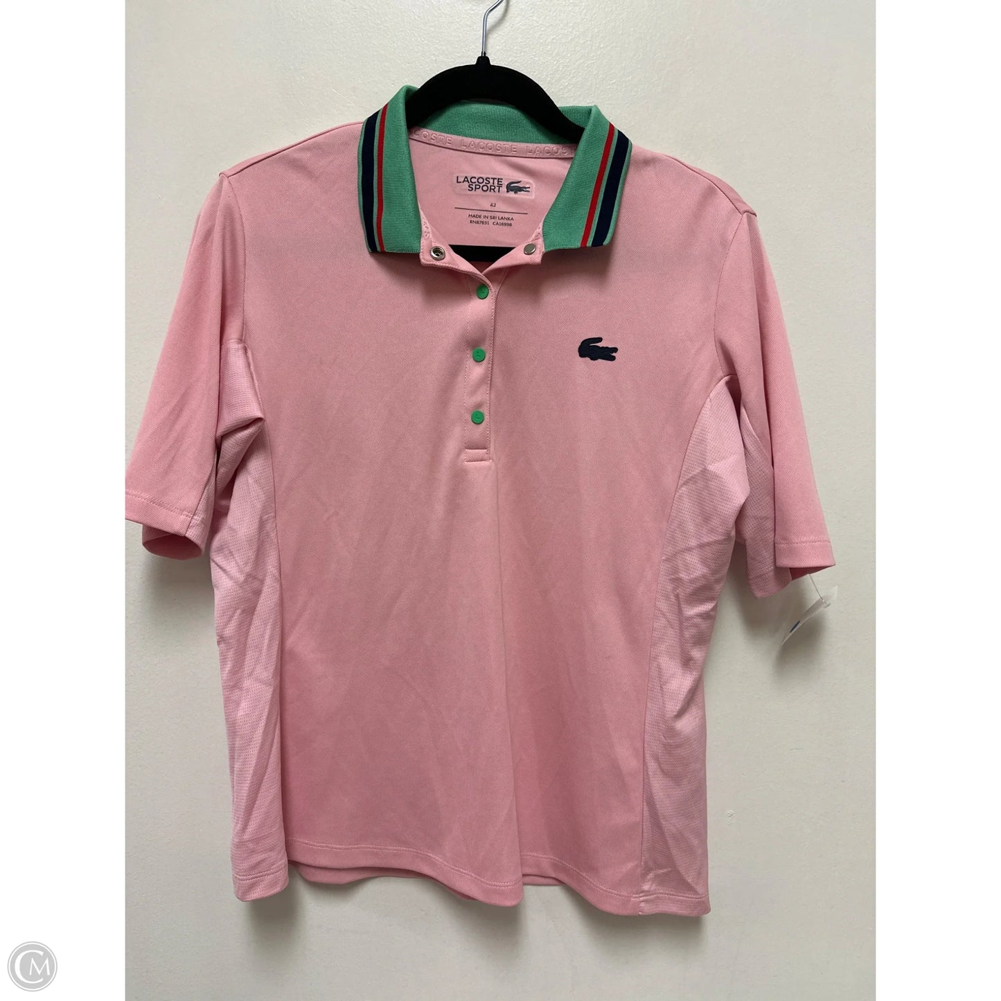 Athletic Top Short Sleeve By Lacoste In Pink, Size: L