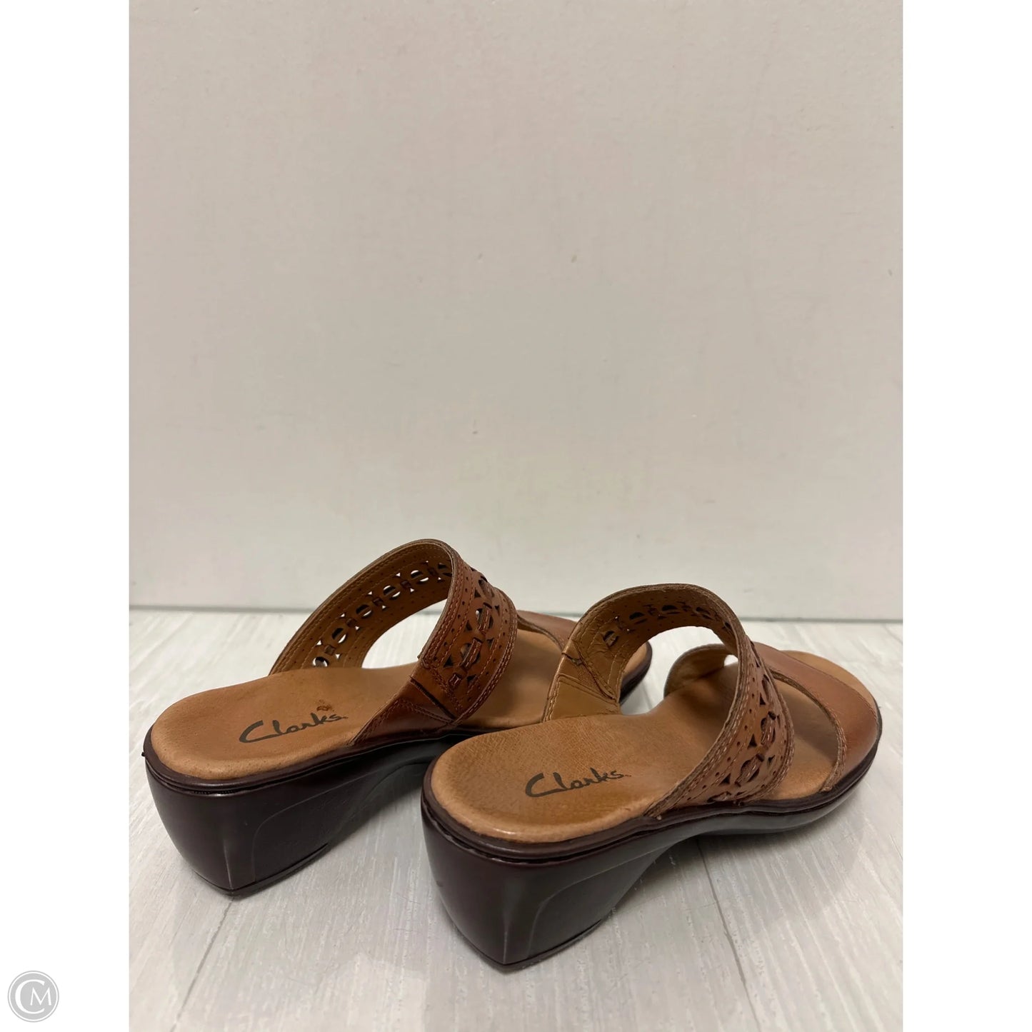 Sandals Heels Wedge By Clarks In Brown, Size: 6.5
