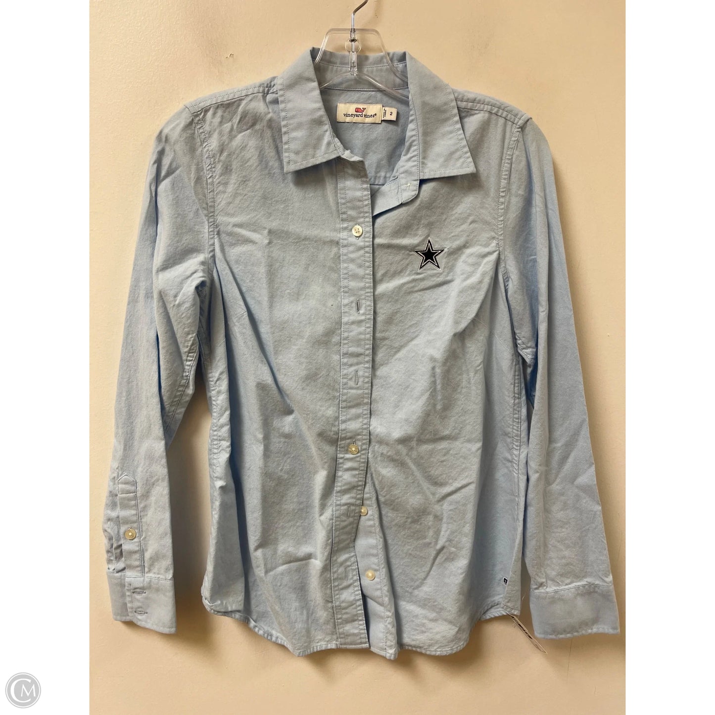 Blouse Long Sleeve By Vineyard Vines In Blue, Size: Xs