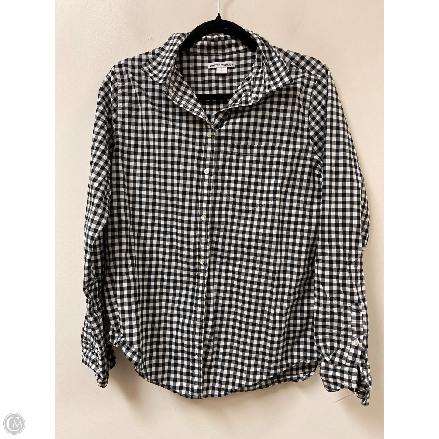 Blouse Long Sleeve By Amazon Essentials In Black & White, Size: M