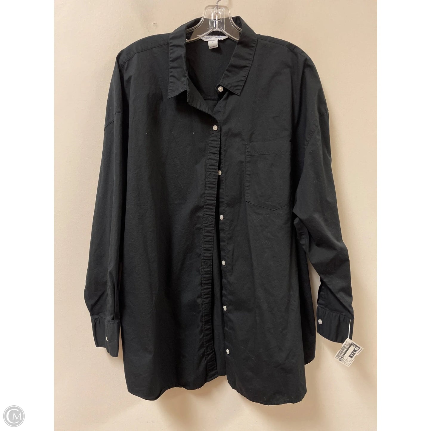 Blouse Long Sleeve By Old Navy In Black, Size: Xl