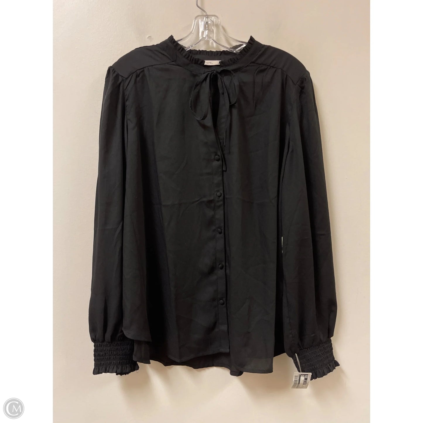 Blouse Long Sleeve By Black Tape In Black, Size: Xl