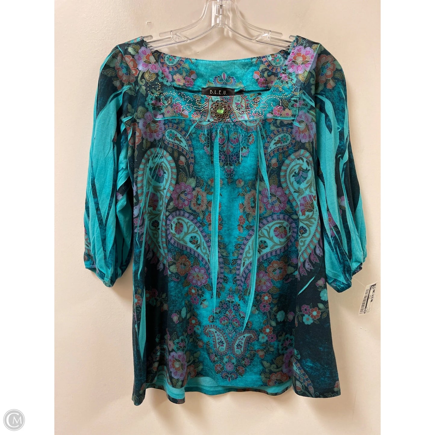 Top Long Sleeve By Bleu In Blue, Size: L