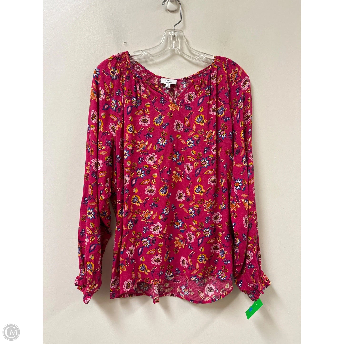 Top Long Sleeve By Kim Rogers In Pink, Size: S