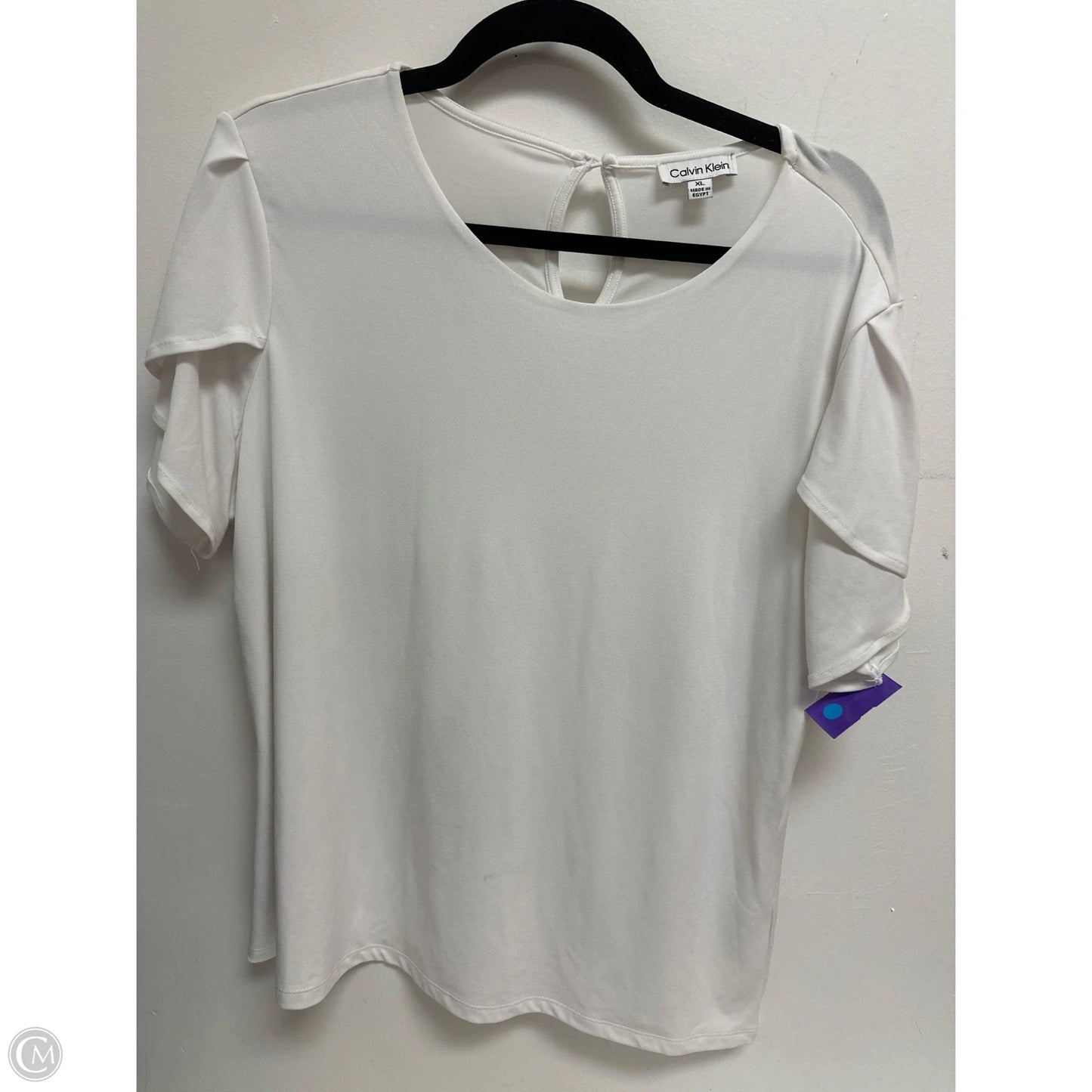 Top Short Sleeve By Calvin Klein In White, Size: Xl