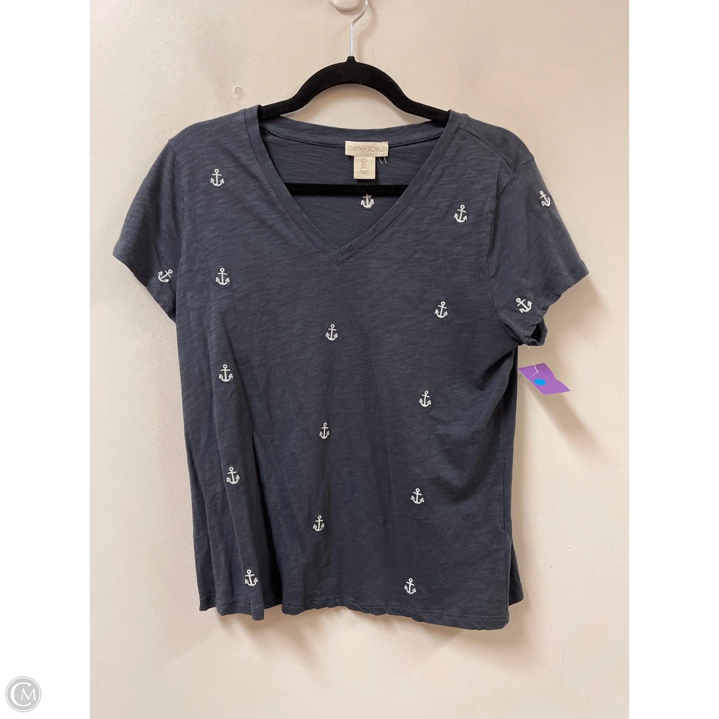 Top Short Sleeve By Cynthia Rowley In Navy, Size: L