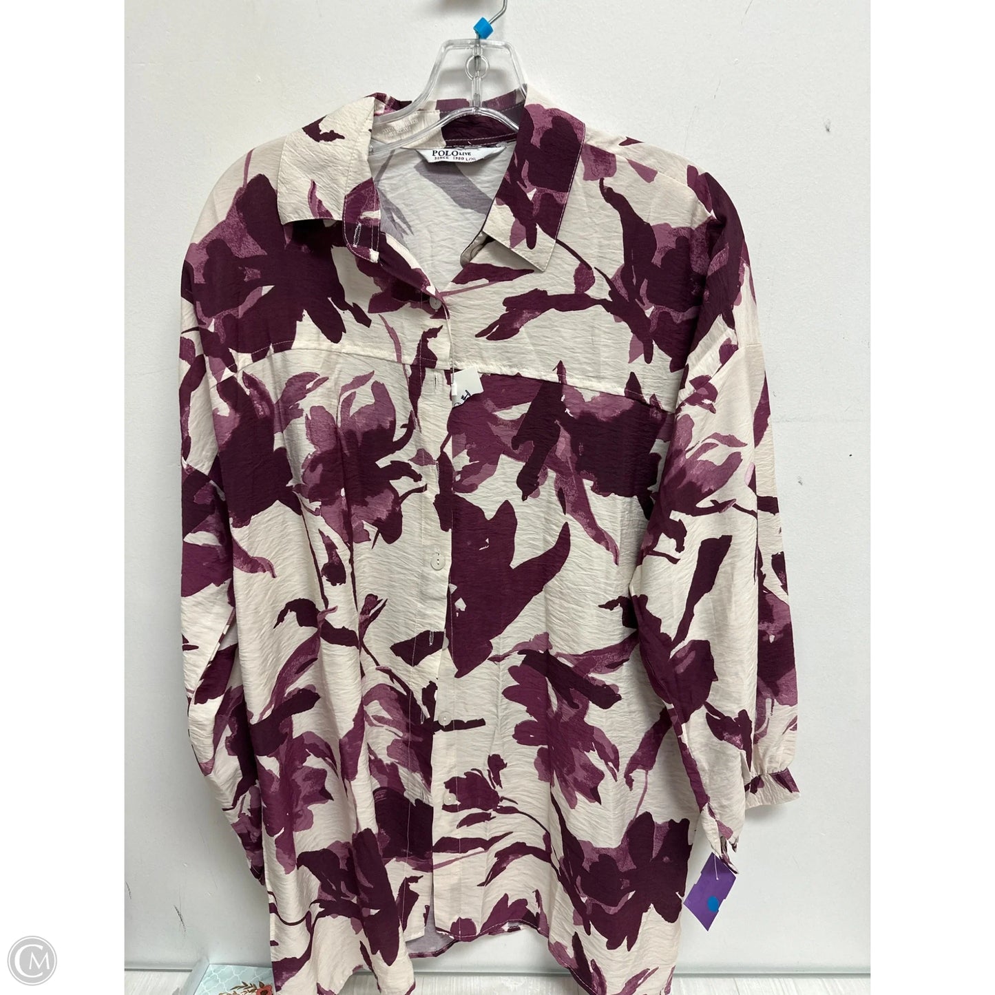 Blouse Long Sleeve By Clothes Mentor In Purple, Size: L
