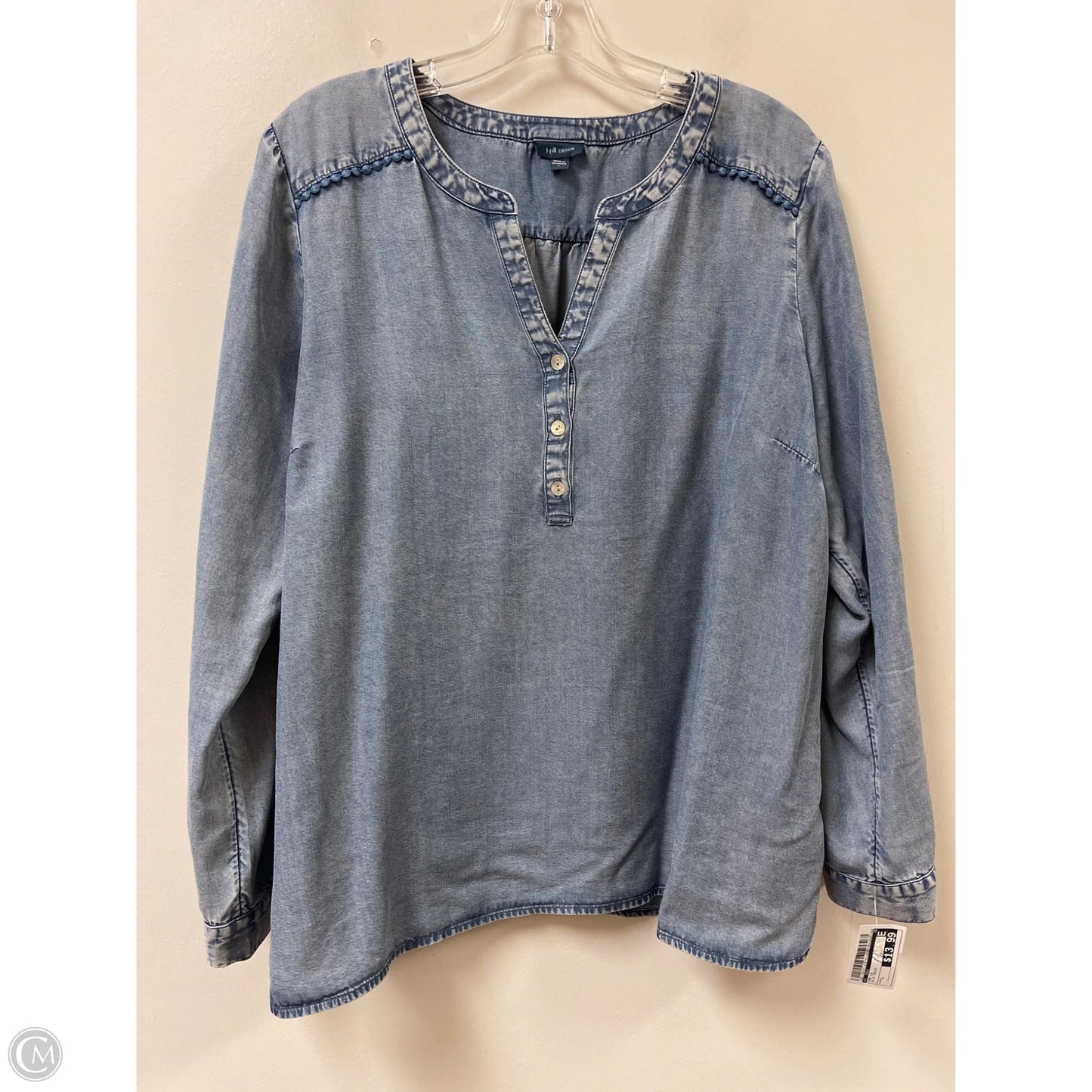 Top Long Sleeve By J. Jill In Blue Denim, Size: L