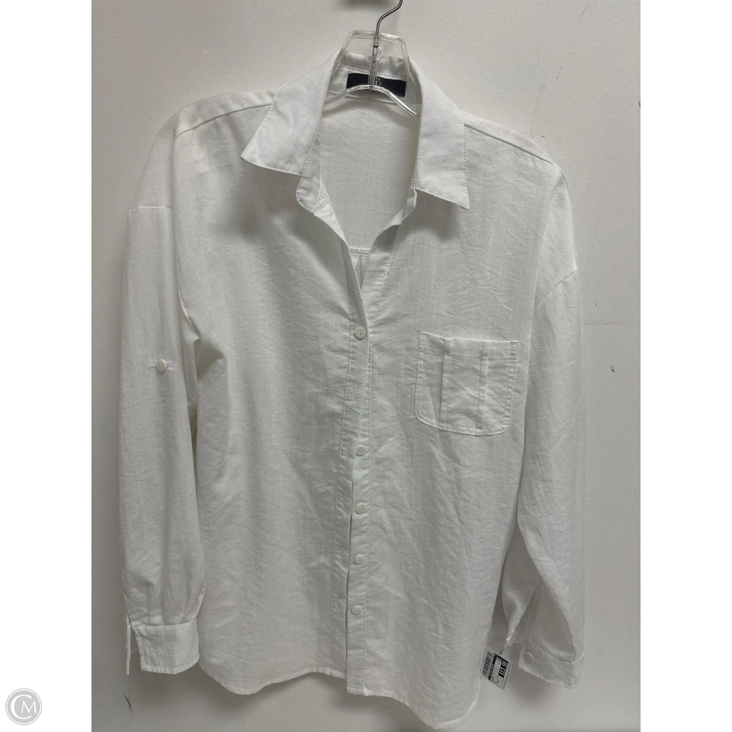 Blouse Long Sleeve By Clothes Mentor In White, Size: M