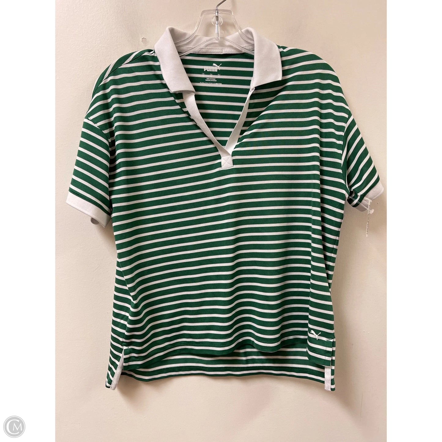Athletic Top Short Sleeve By Puma In Green, Size: M