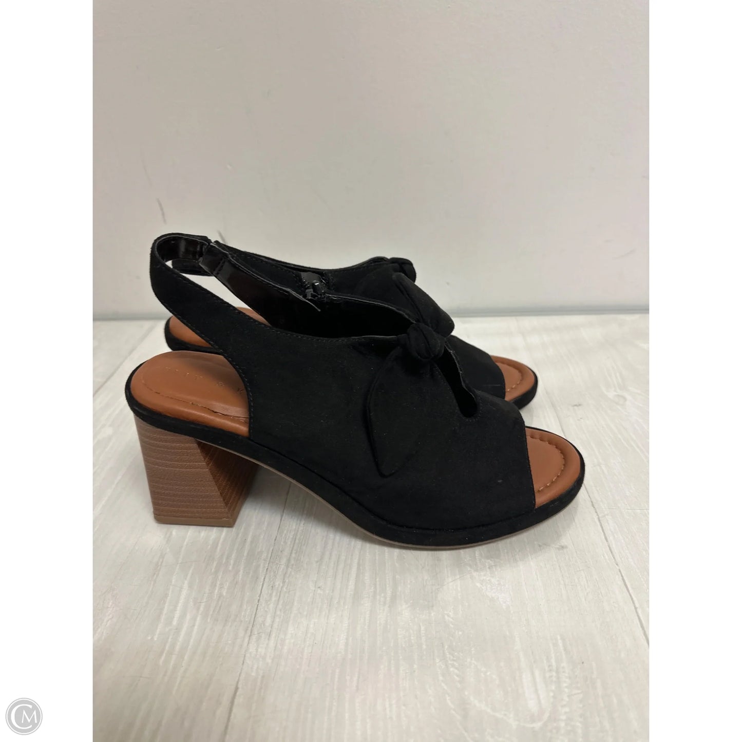 Sandals Heels Block By Kelly And Katie In Black, Size: 8.5