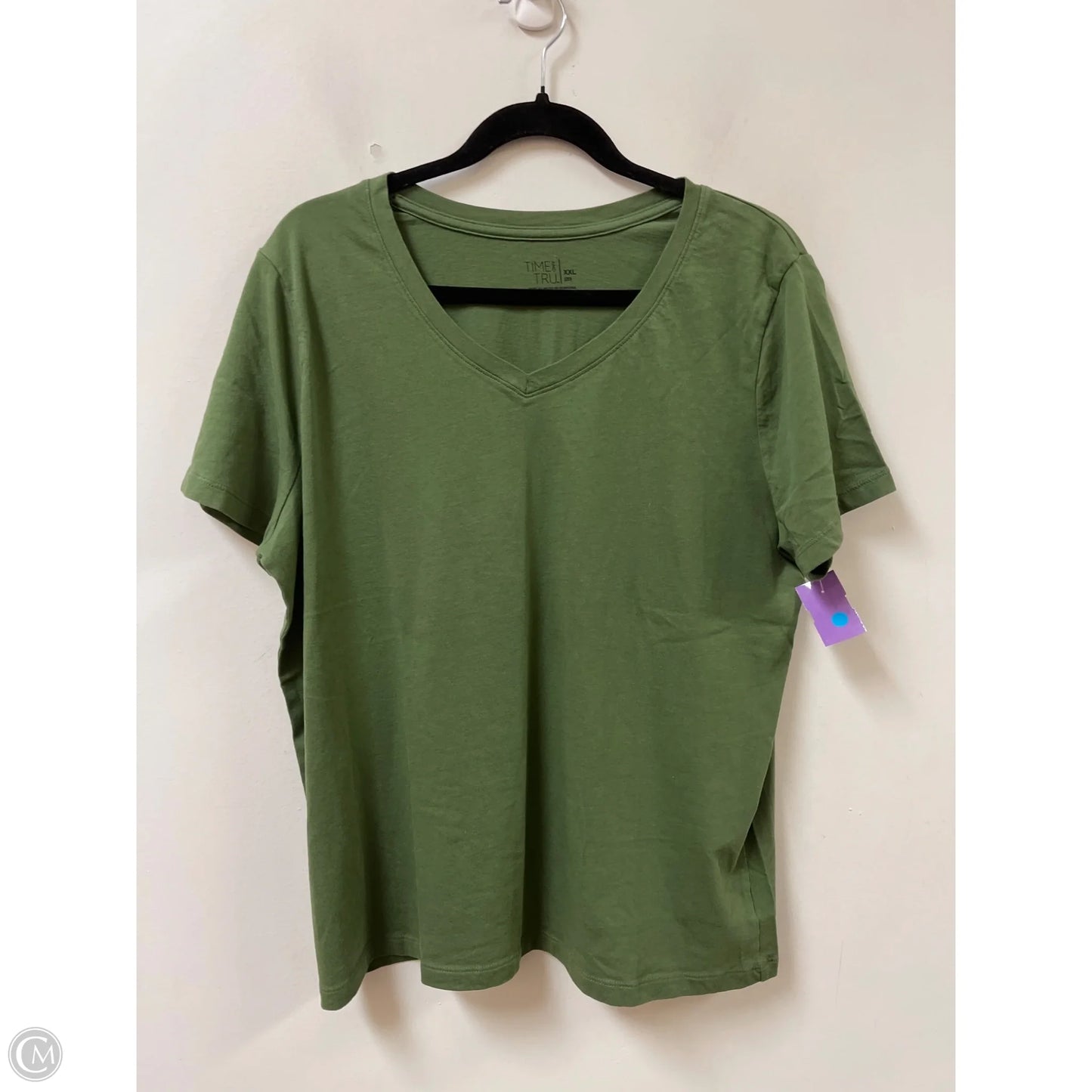 Top Short Sleeve Basic By Time And Tru In Green, Size: 1x