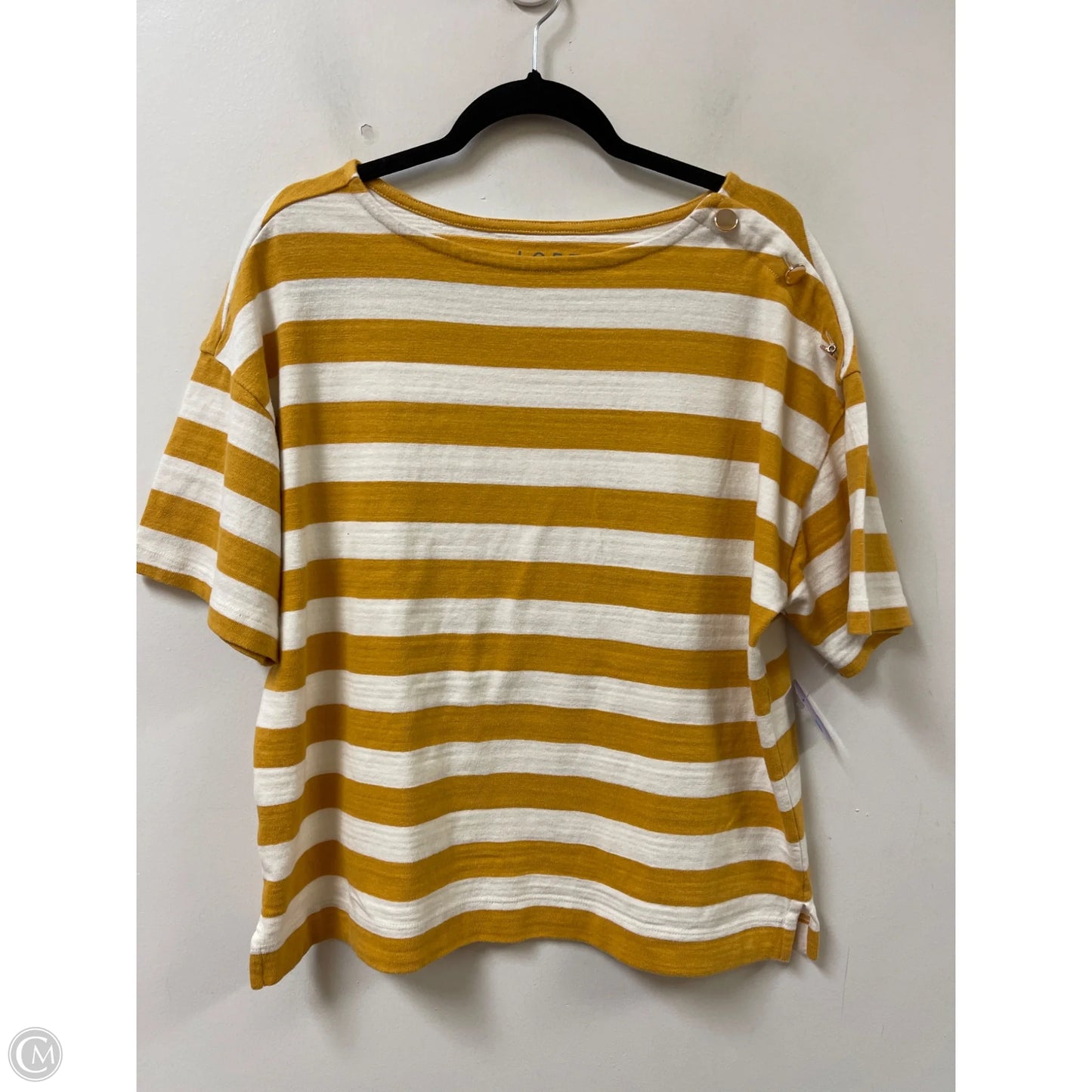 Top Short Sleeve By Loft In Yellow, Size: L