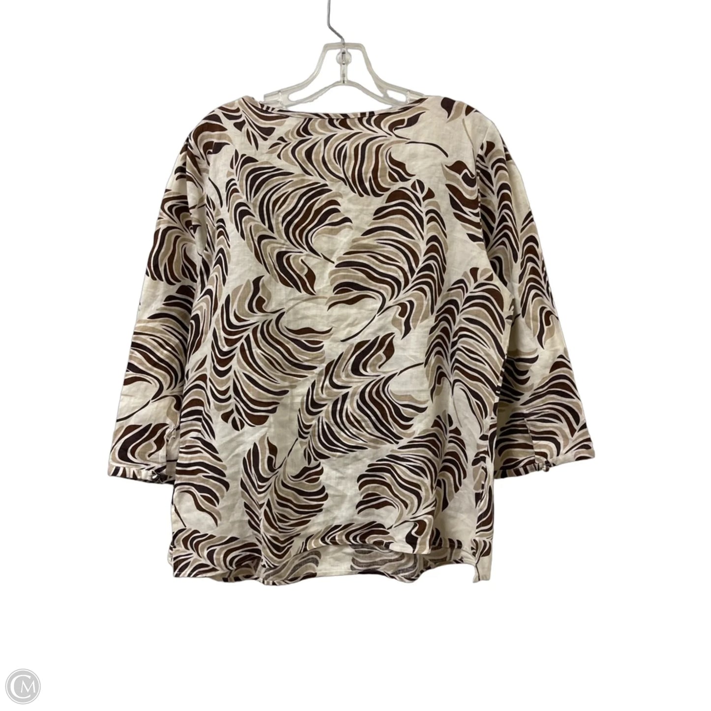 Top Long Sleeve By Carole Little In Brown & Cream, Size: Xl