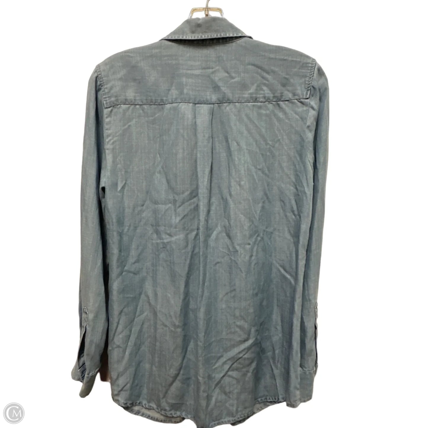 Blouse Long Sleeve By Foxcroft In Blue Denim, Size: S