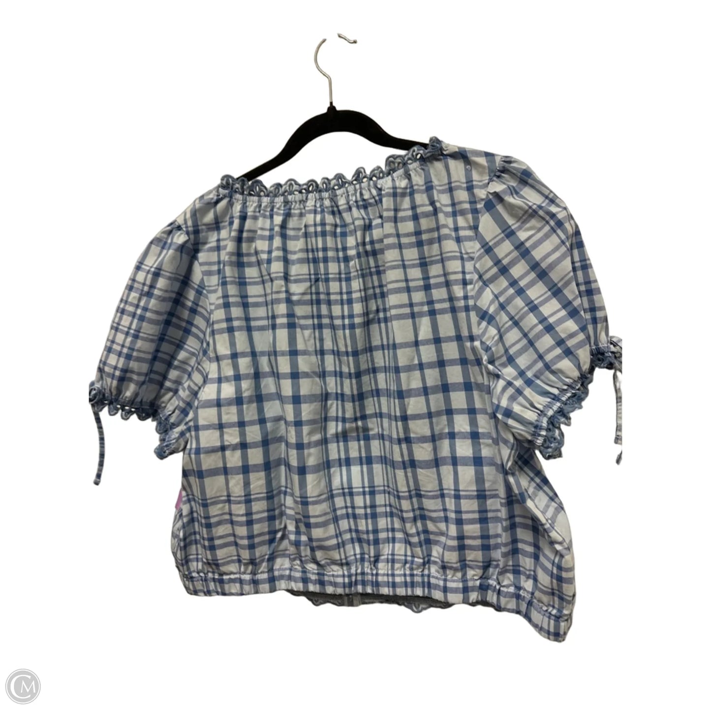 Blouse Short Sleeve By Free Assembly In Blue, Size: 1x