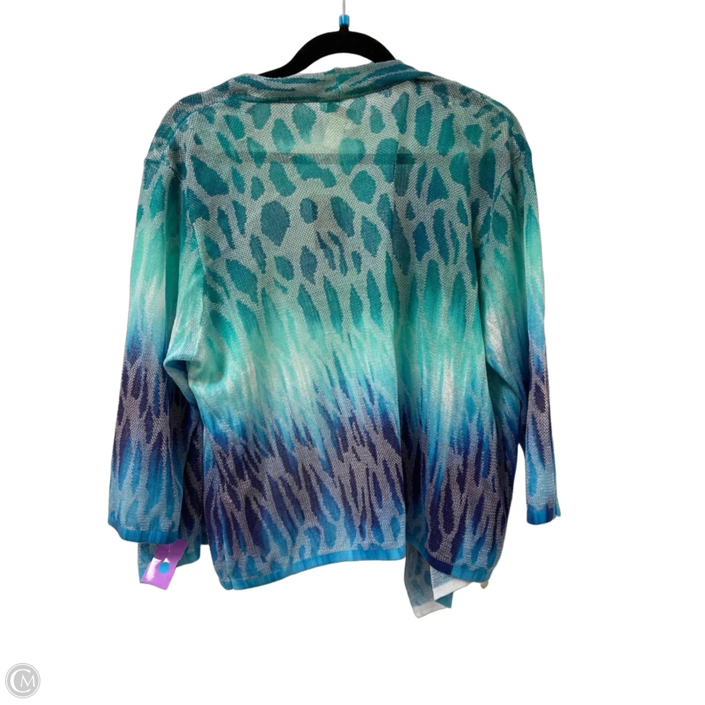 Sweater Cardigan By Chicos In Blue & Green, Size: Xl