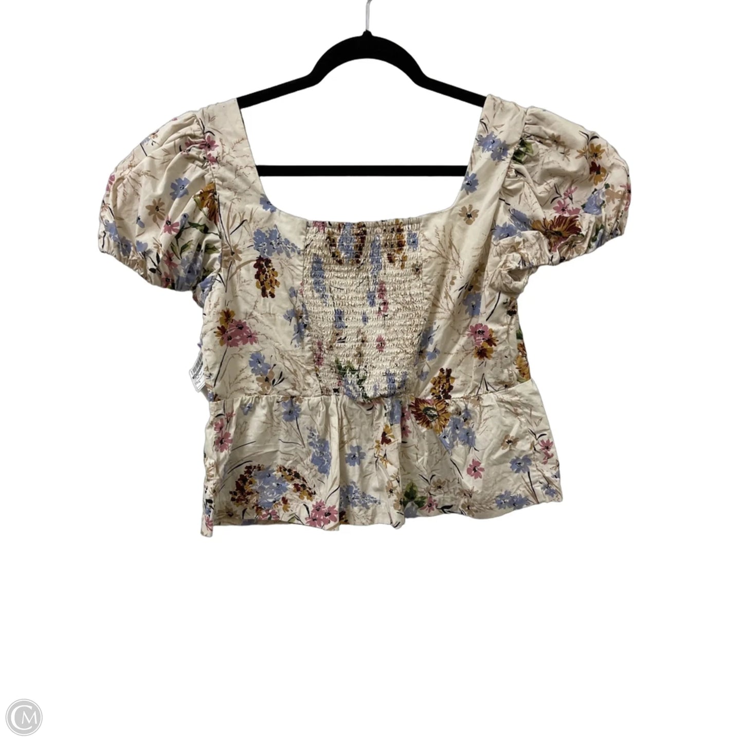 Top Short Sleeve By Anthropologie In Floral Print, Size: S