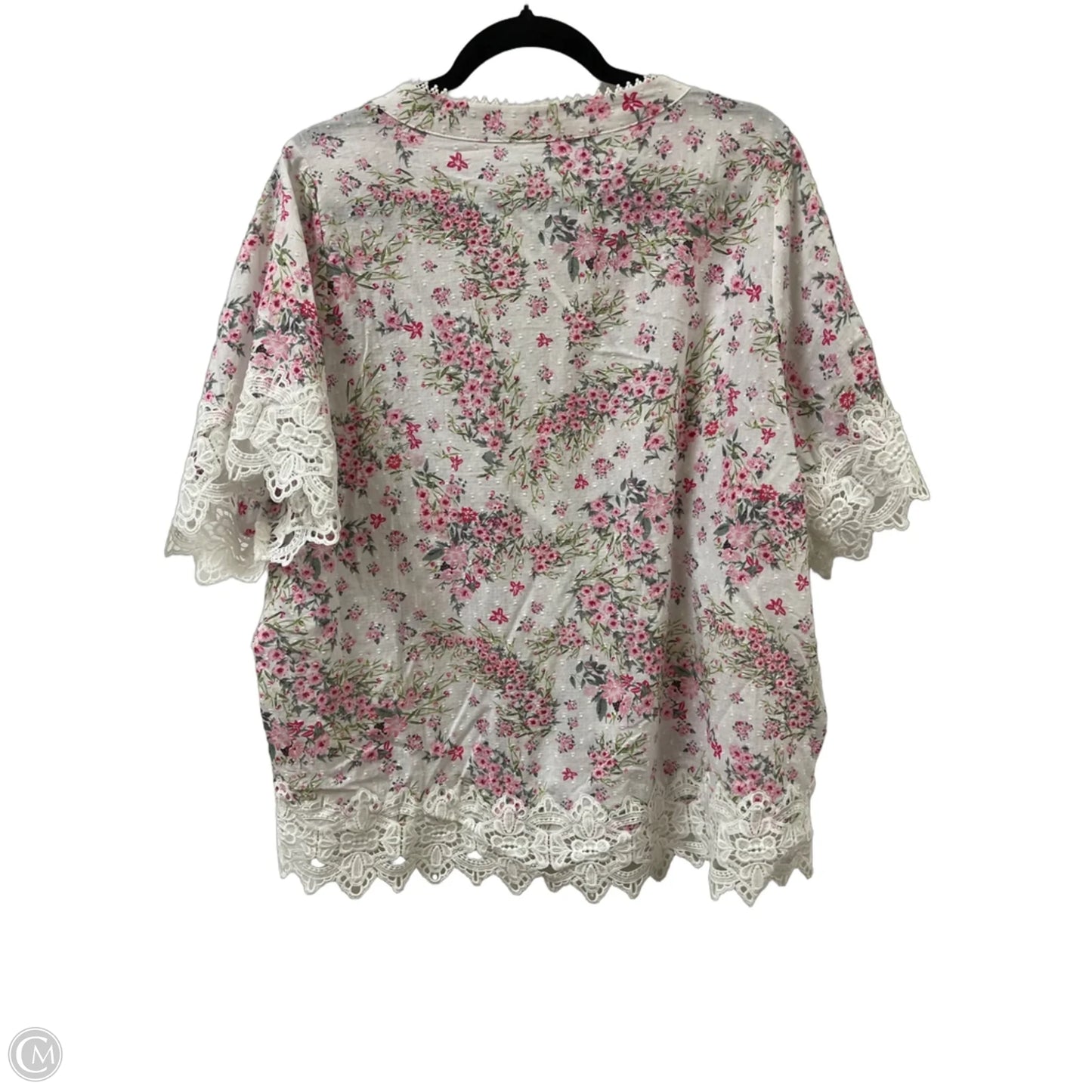 Blouse Short Sleeve By Chelsea And Theodore In Floral Print, Size: 1x