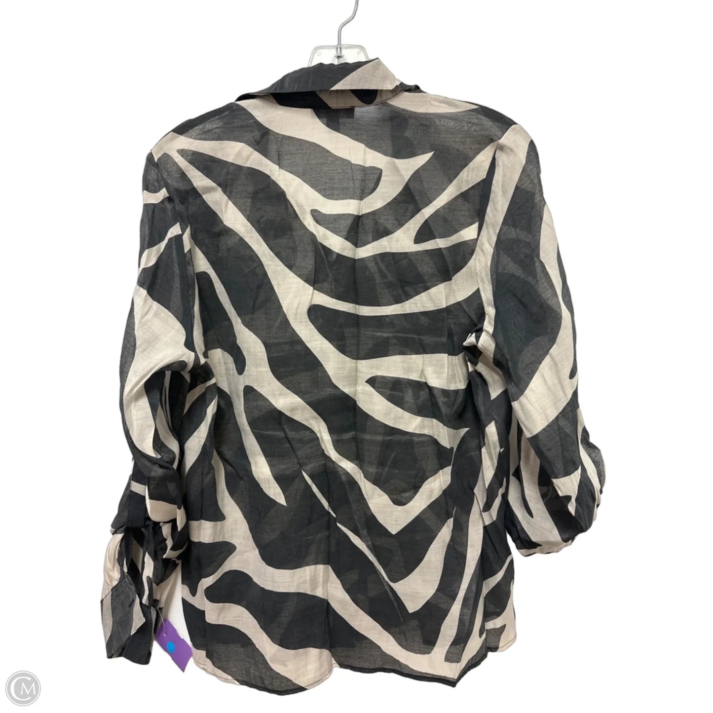 Blouse Long Sleeve By Clothes Mentor In Black & Cream, Size: M