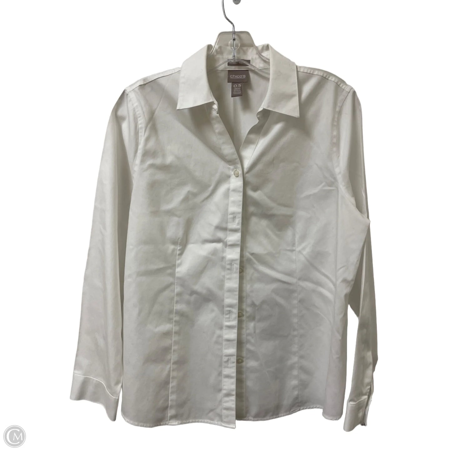 Blouse Long Sleeve By Chicos In White, Size: S