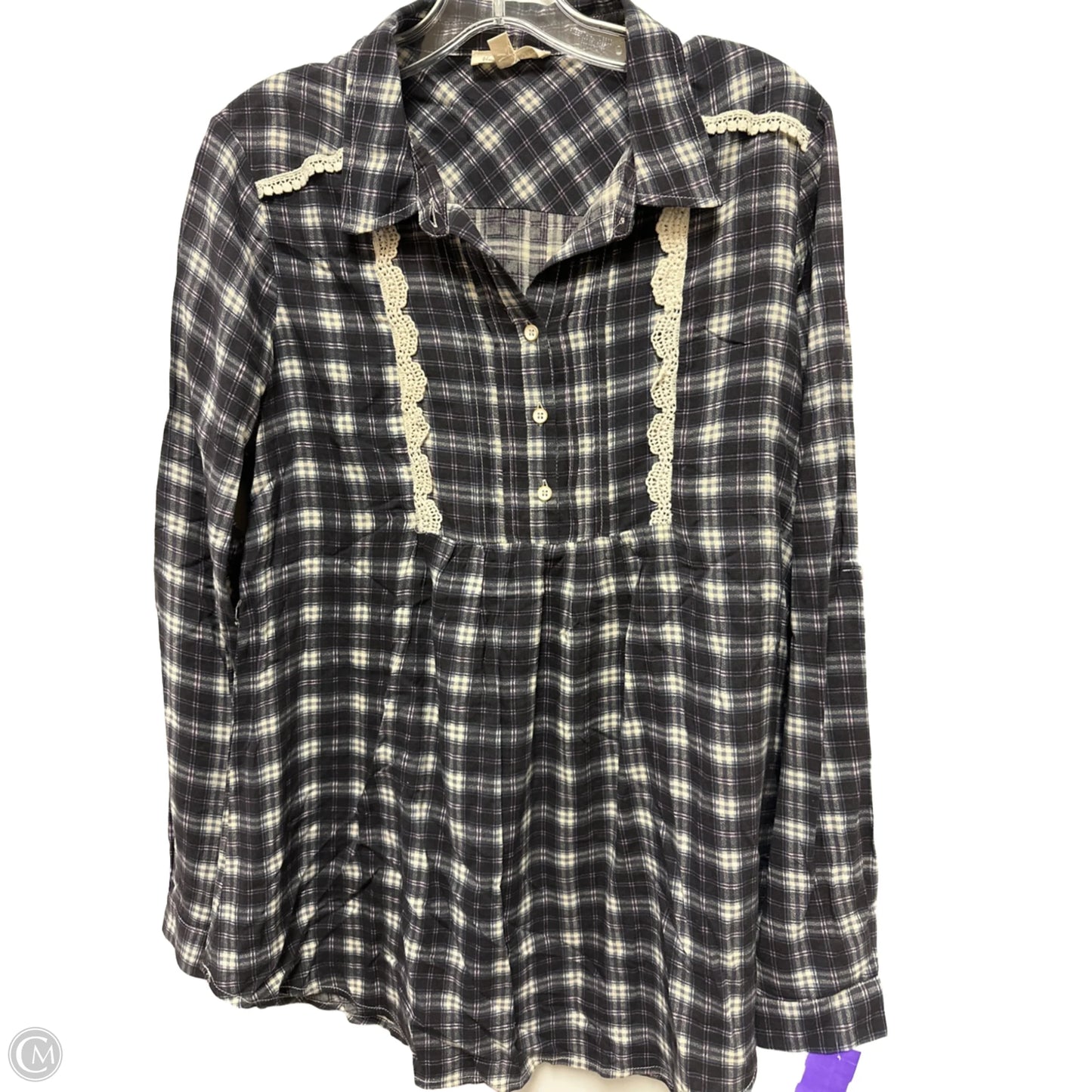 Top Long Sleeve By Hem & Thread In Black, Size: M