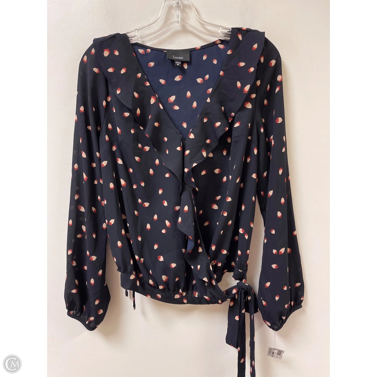 Top Long Sleeve By Lumiere In Navy, Size: M