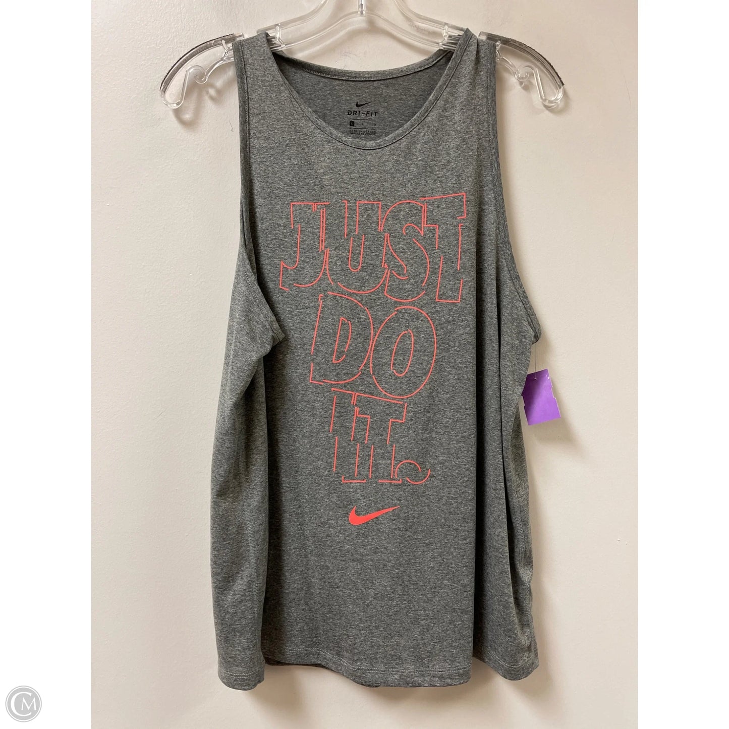 Athletic Tank Top By Nike Apparel In Grey, Size: L