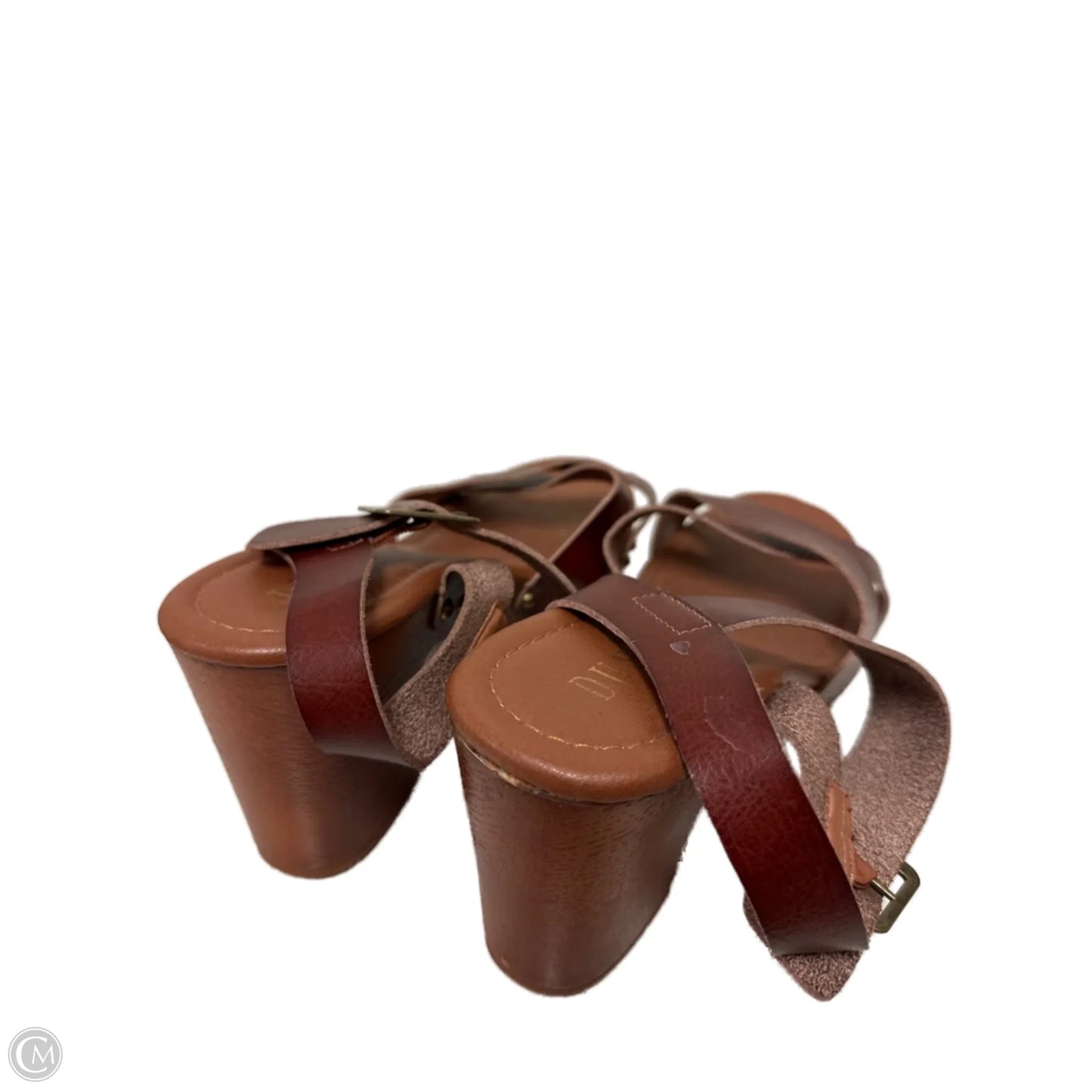 Sandals Heels Block By Clothes Mentor In Brown, Size: 10