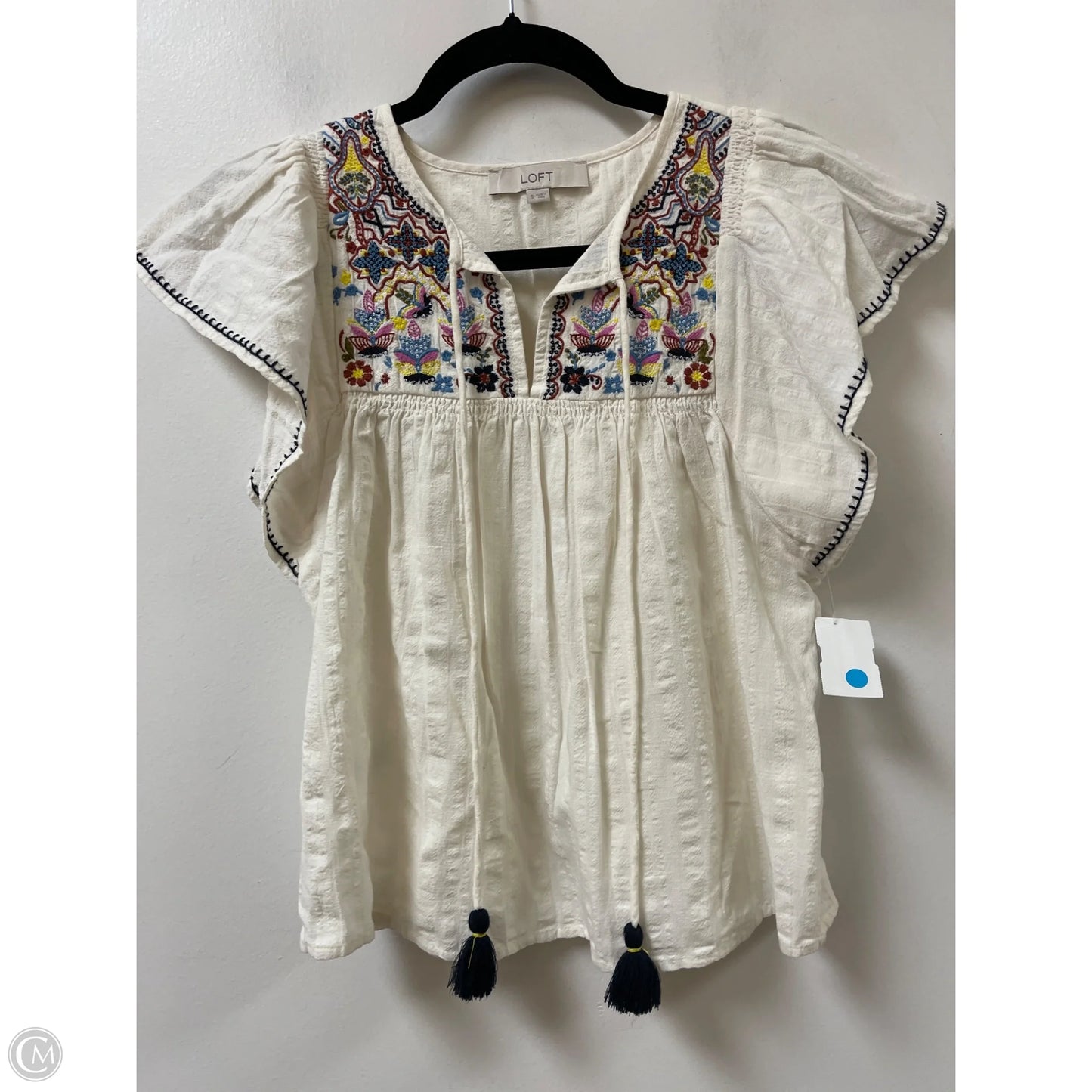 Top Short Sleeve By Loft In Cream, Size: S