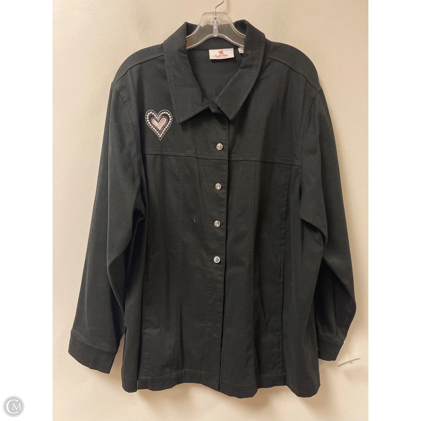 Jacket Denim By Quaker Factory In Black, Size: 1x