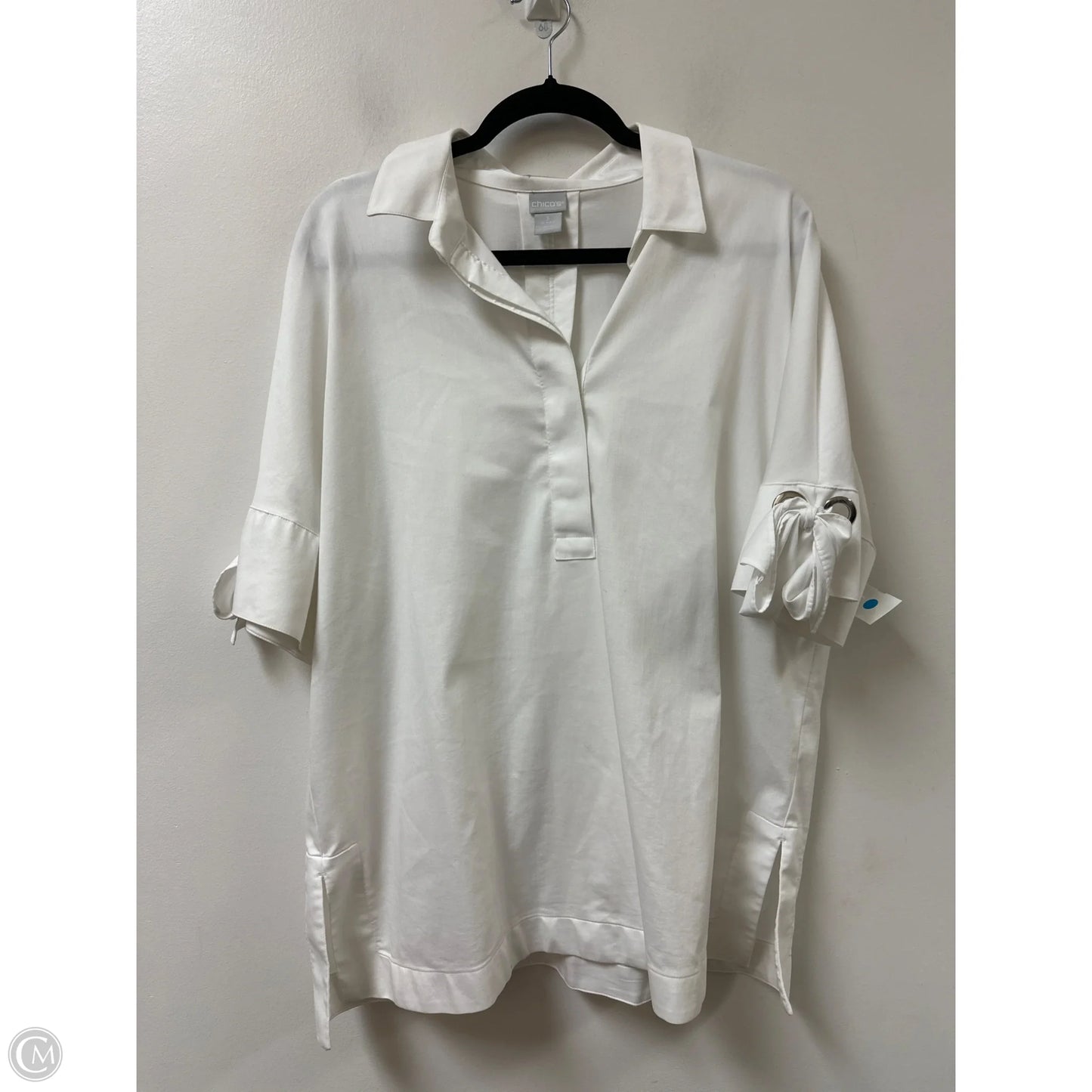 Blouse Short Sleeve By Chicos In White, Size: Xl