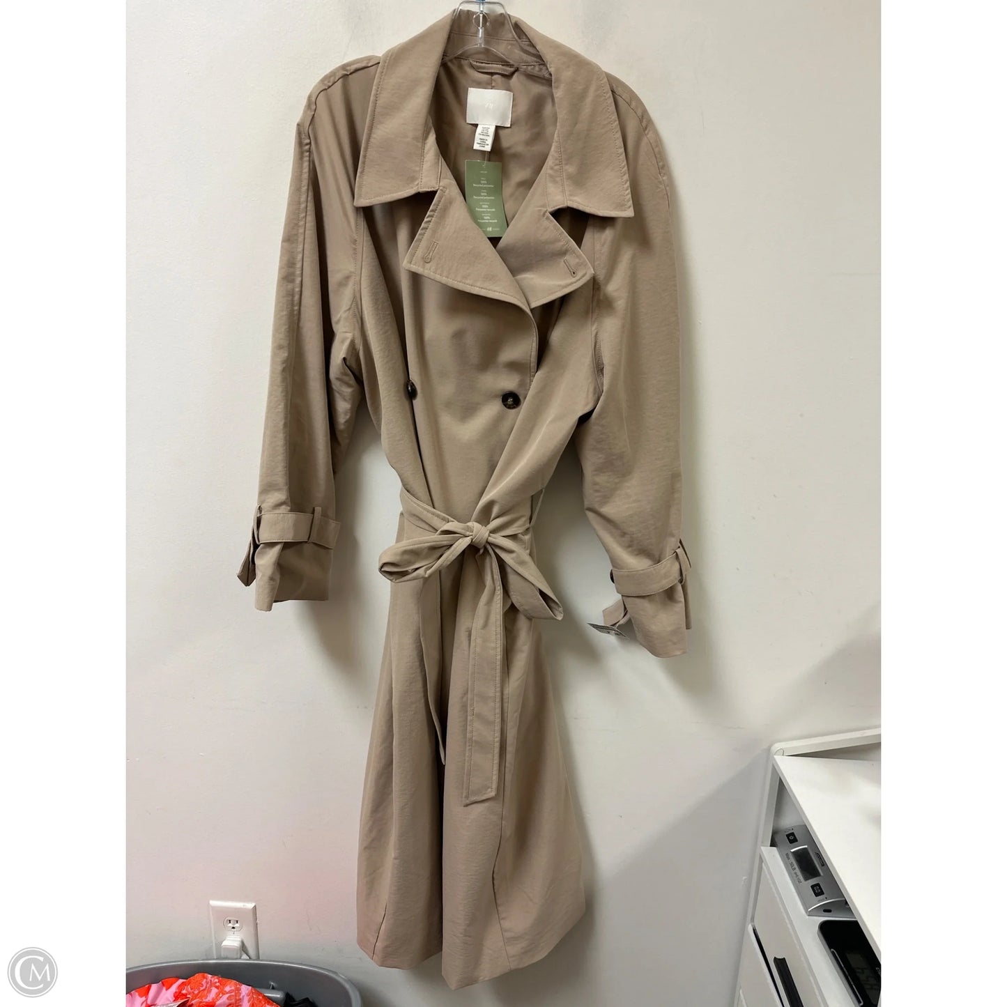 Coat Trench Coat By H&m In Tan, Size: 1x