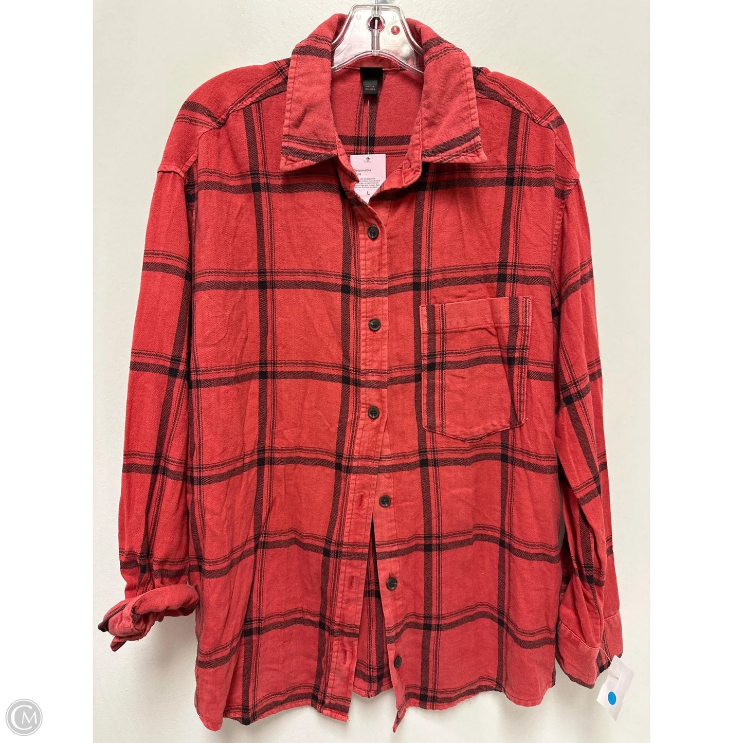 Top Long Sleeve By Wild Fable In Red, Size: L