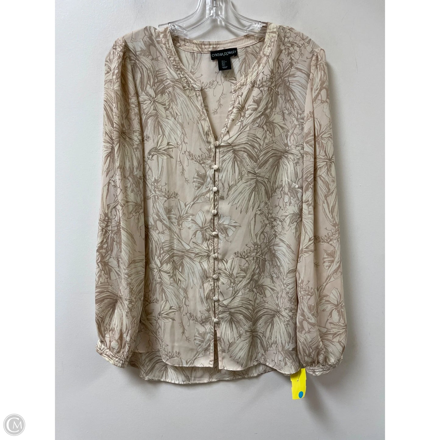 Top Long Sleeve By Cynthia Rowley In Cream, Size: L