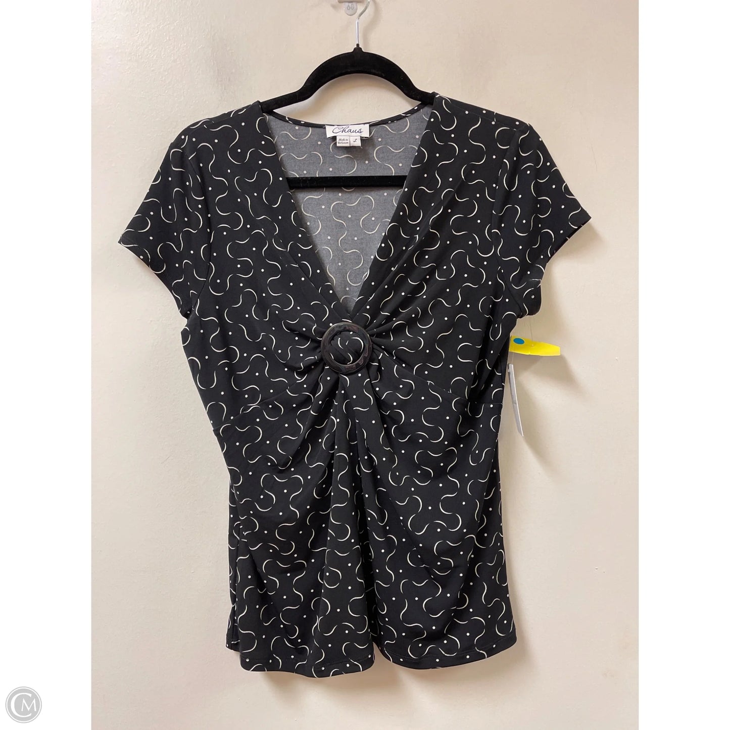 Top Short Sleeve By Chaus In Black, Size: L