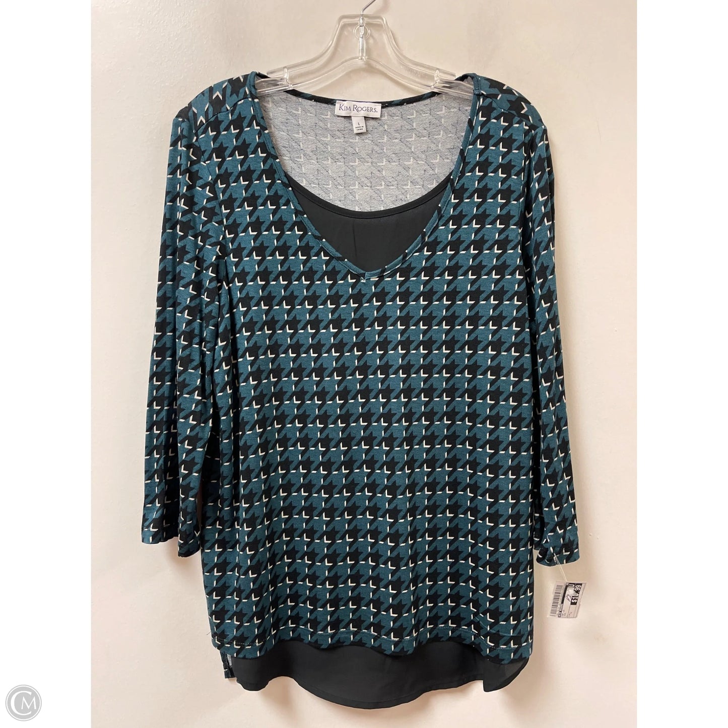 Top Long Sleeve By Kim Rogers In Teal, Size: L