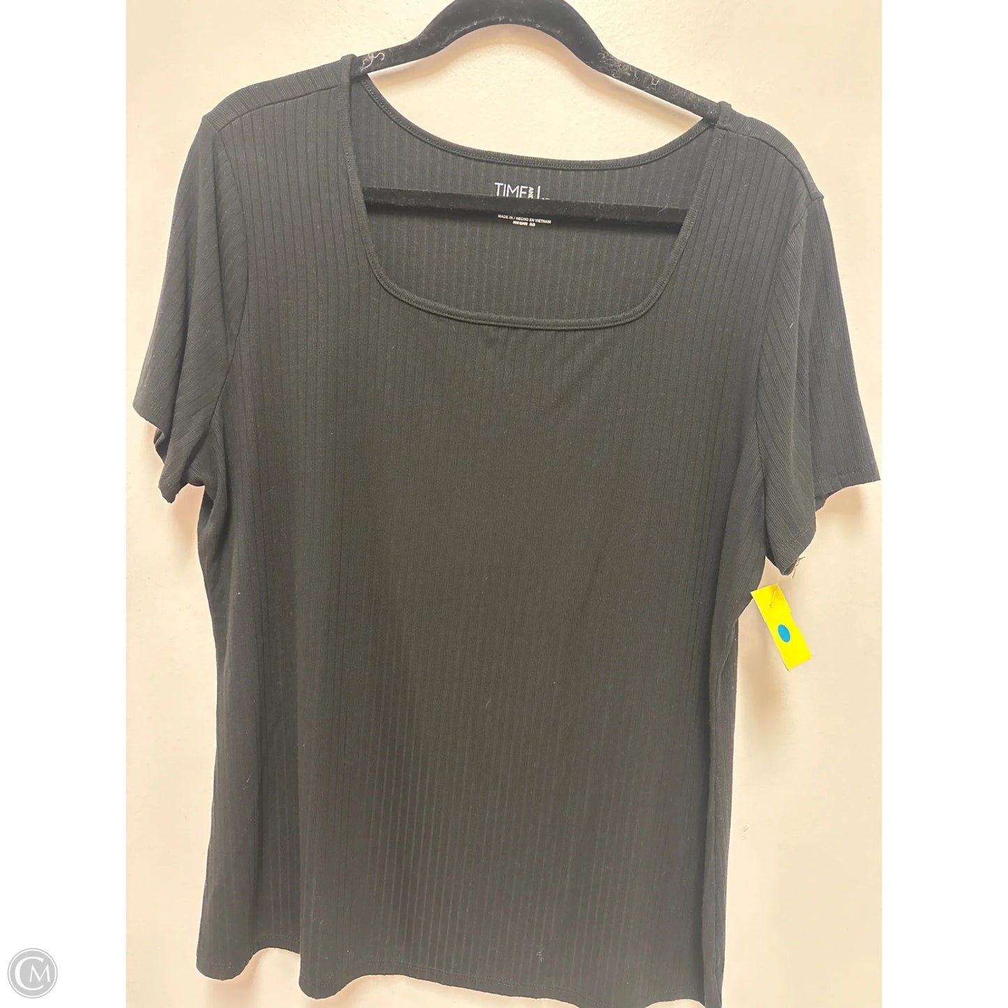 Top Short Sleeve Basic By Time And Tru In Black, Size: Xl