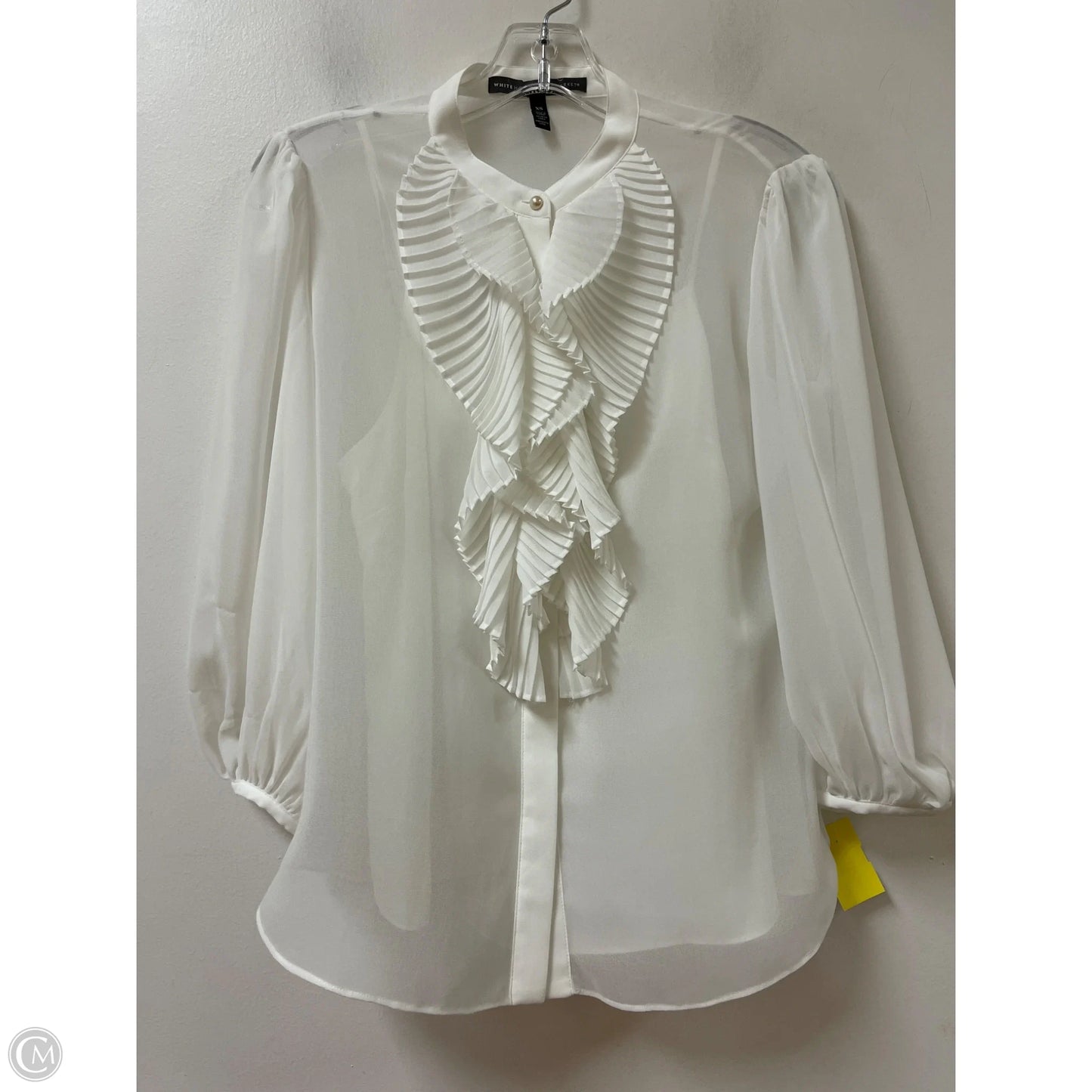 Blouse Long Sleeve By White House Black Market In Cream, Size: Xs