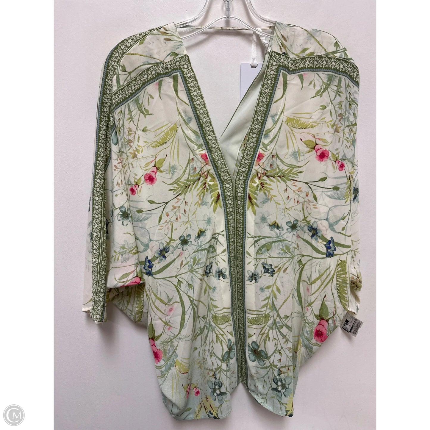 Top Long Sleeve By Rose And Olive In Green & White, Size: M