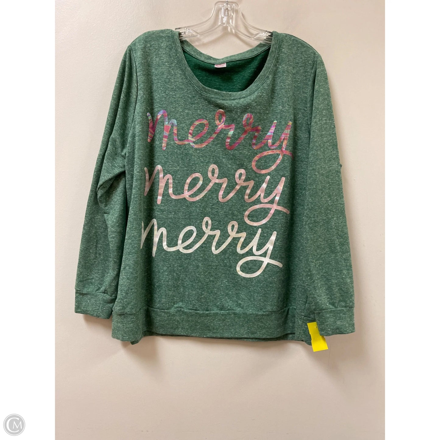 Top Long Sleeve By Holiday Time In Green, Size: Xl
