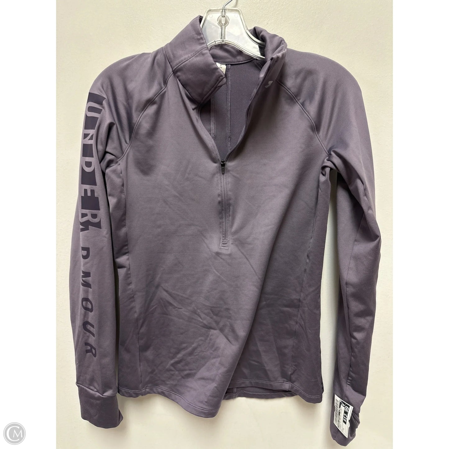 Athletic Top Long Sleeve Collar By Under Armour In Purple, Size: S