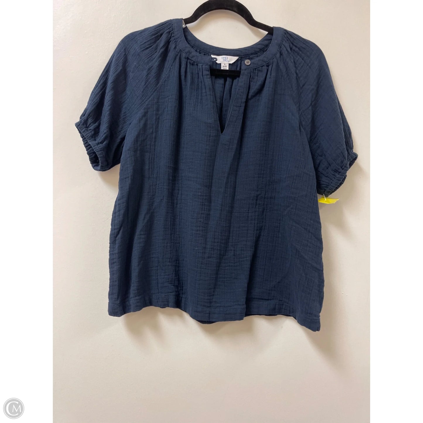 Top Short Sleeve By Time And Tru In Blue & Brown, Size: S