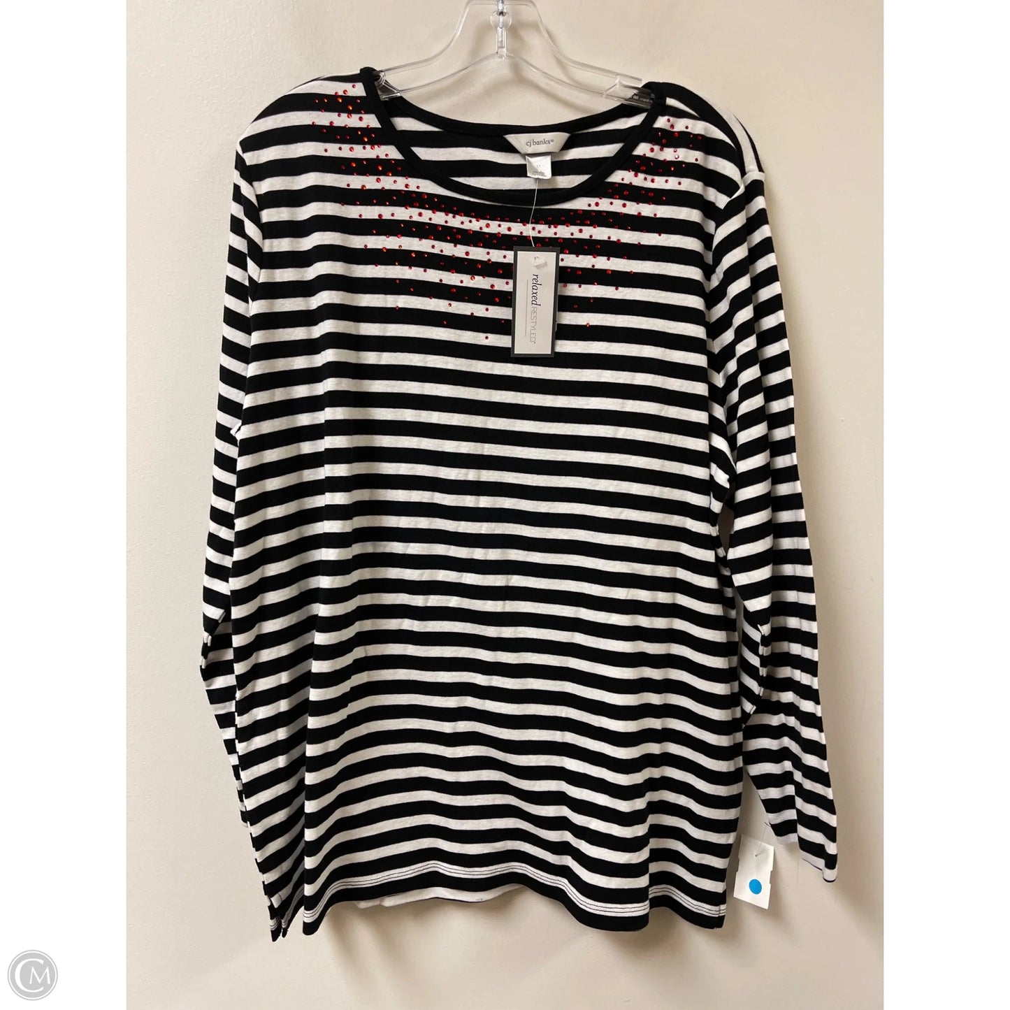 Top Long Sleeve By Cj Banks In Striped Pattern, Size: 1x
